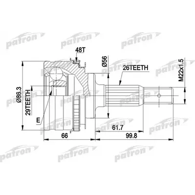 ШРУС наружн к-кт Pontiac: Vibe 02- Toyota: Matrix 02- PATRON PCV9012