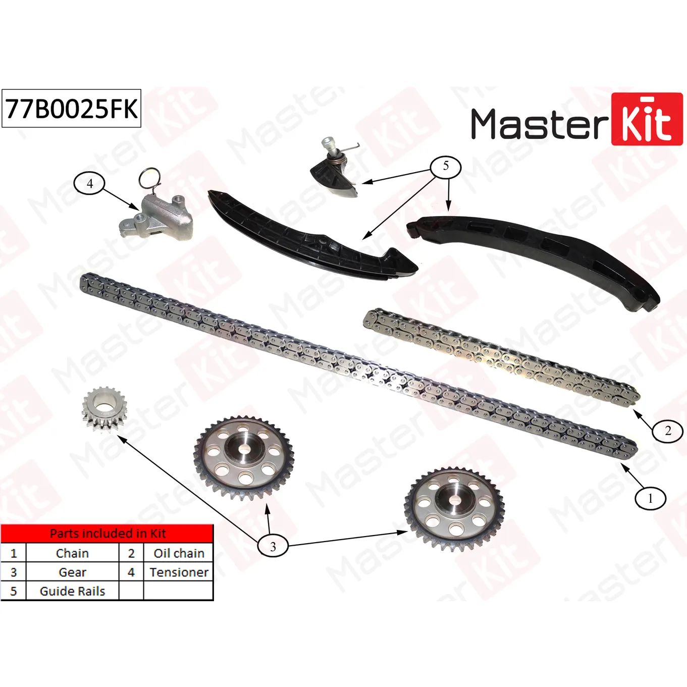 Комплект цепи ГРМ Audi.Volkswagen 1.4FSi-1.6FSi BAG/BLF/BLP 03-12 MASTERKIT 77B0025FK