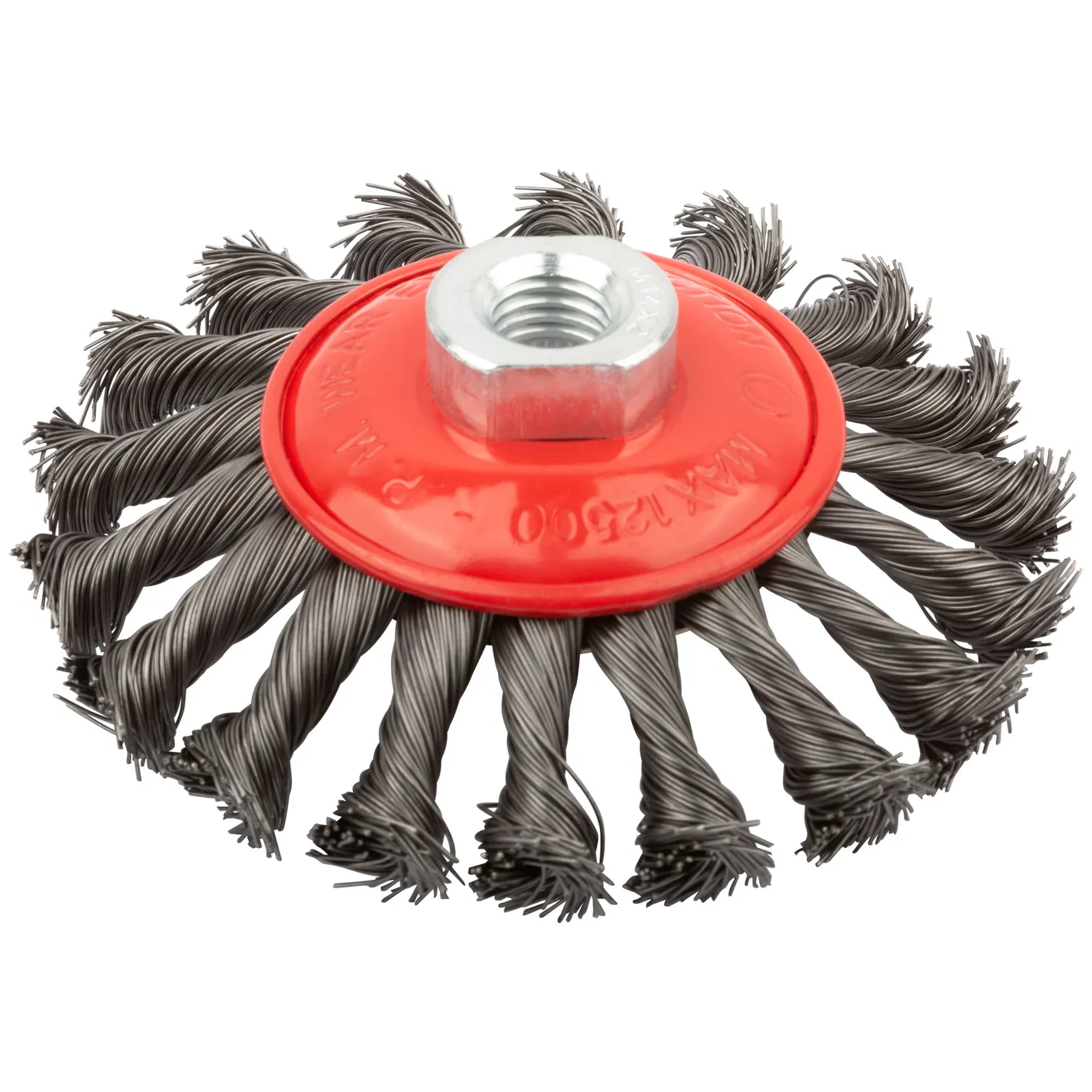 Корщетка-колесо с наклоном, гайка М14, стальная витая проволока 115 мм FIT 39115