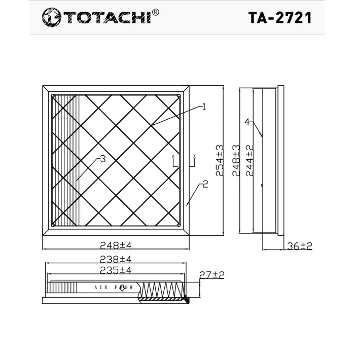 Воздушный фильтр TOTACHI TA-2721 13272717 C 26 106 TOTACHI TA-2721