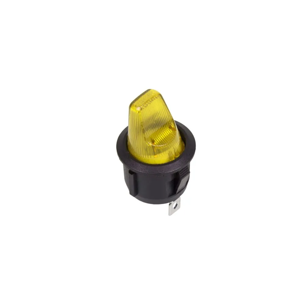 Выключатель клавишный круглый 250V 6А (3с) ON-OFF желтый (перепак. из 12в) REXANT 36-2602