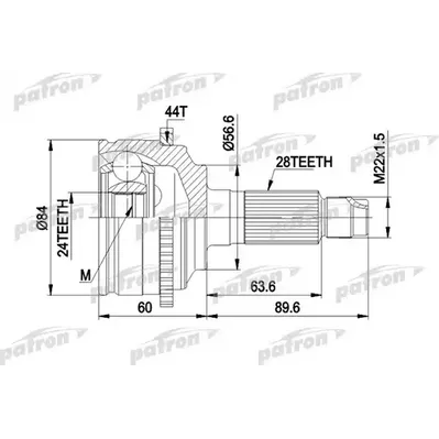 ШРУС наружн к-кт MAZDA: XEDOS 9 93- ABS, FORD: ESCAPE 0 PATRON PCV3028