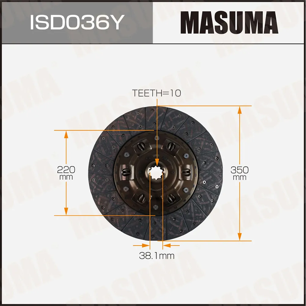 Диск сцепления 350*220*10*38.1 MASUMA ISD036Y