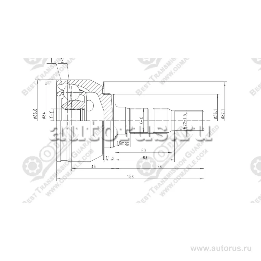 ШРУС наружный (к-кт) CHEVROLET CRUZE (J300) 1.6/1.8 05.09->