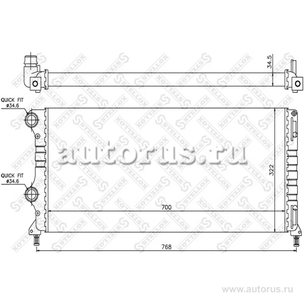Радиатор системы охлаждения Fiat Doblo 1.3-1.9JTD 01> STELLOX 10-25712-SX