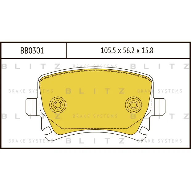 Колодки тормозные дисковые задние AUDI A3 03->VW Touran 03-> BLITZ BB0301