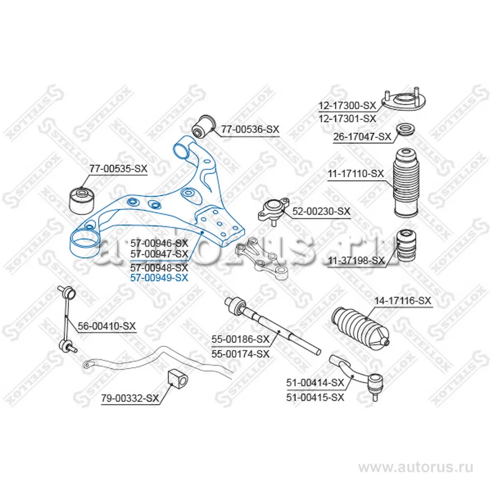 Рычаг передний нижний правый KIA Ceed 1.4-2.0 06> STELLOX 57-00949-SX