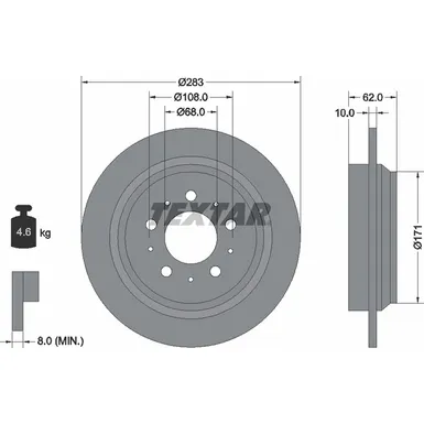 Диск тормозной задний стандартный VOLVO TEXTAR 92088600