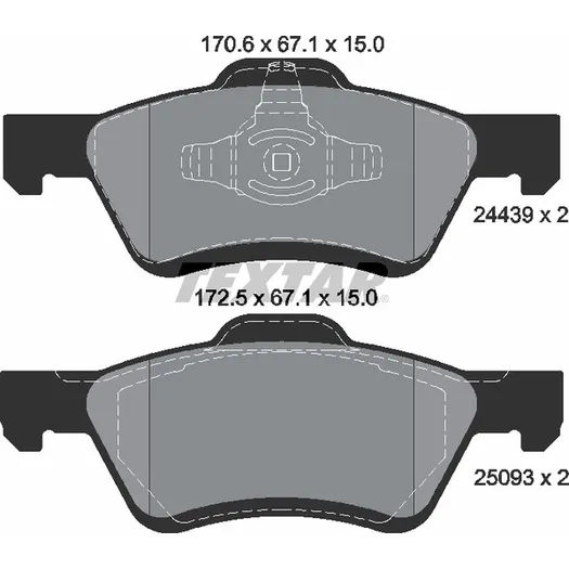 Колодки передние с противошумной пластиной Q+ FORD Escape, MAZDA Tribute /Discs Brakes TEXTAR 2443901