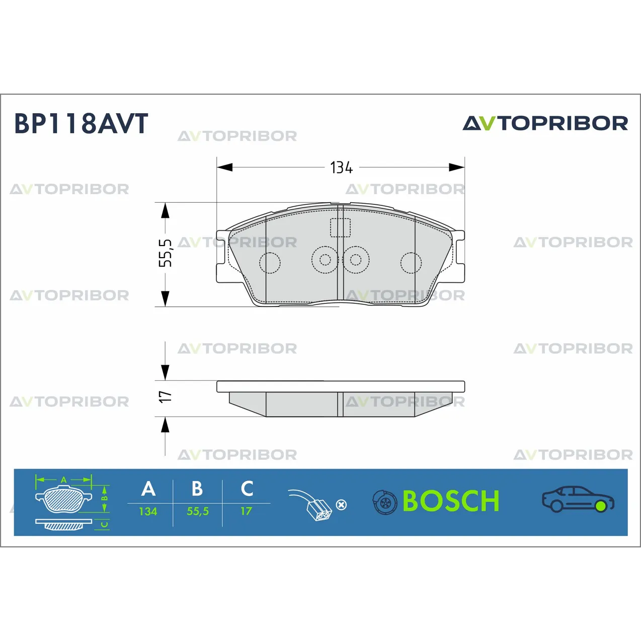 Колодки тормозные передние без датчика Kia Soul III (19-) AVTOPRIBOR BP118AVT