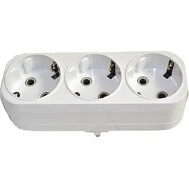 Разветвитель электрический UNIVERSAL, 3 гнезда, с заземлением, 16А 250 В, плоский, белый MR UNIVERSAL 83320