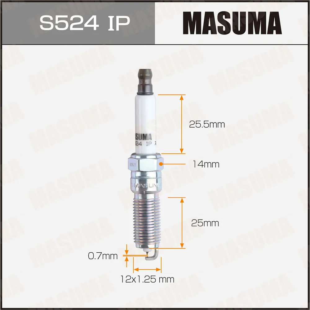 Свеча зажигания IRIDIUM+PLATINUM (ILNAR8B7G) MASUMA S524IP