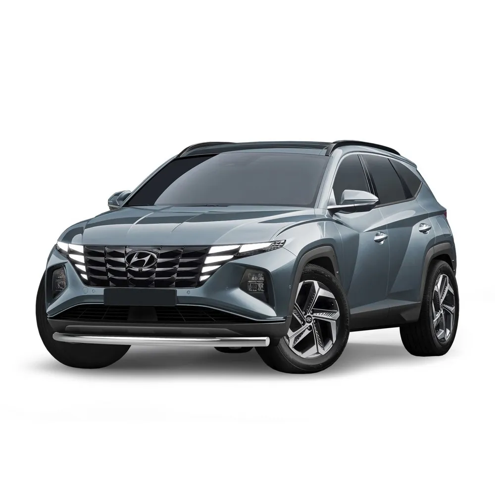 Защита переднего бампера d57 Rival для Hyundai Tucson IV 2021-н.в., нерж. сталь, RIVAL R.2314.001
