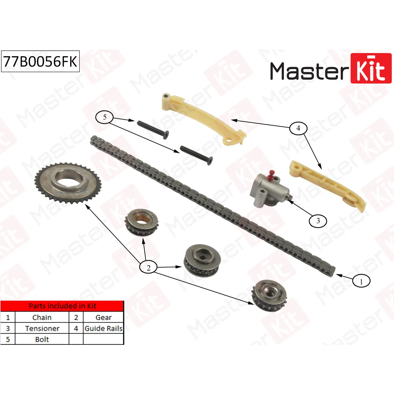 Комплект цепи ГРМ Saab 9-3/9-5 2.0-2.3 B203/B235/B205E 97-02 MASTERKIT 77B0056FK
