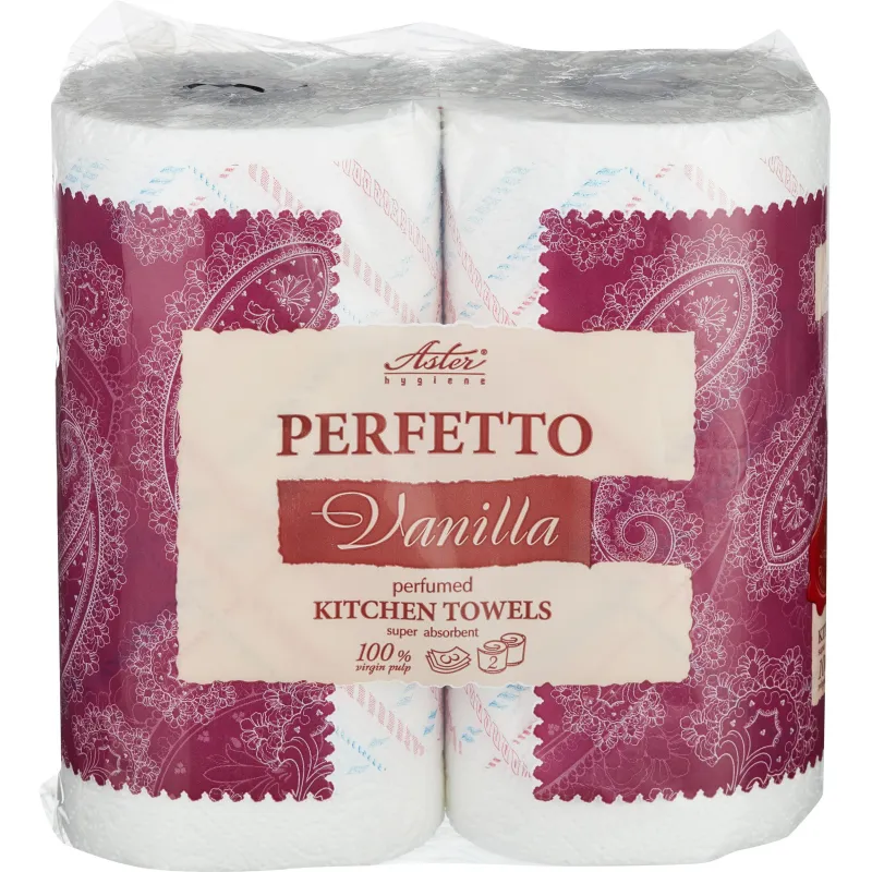 Полотенца бумажные ASTER Perfetto 3сл.бел.с рис.аром.2рул./уп. 106576