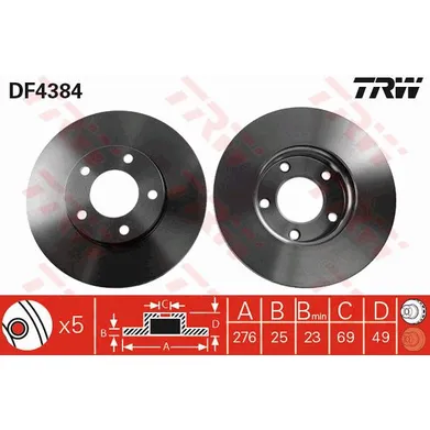 Диск тормозной передний MAZDA 3 TRW DF4384