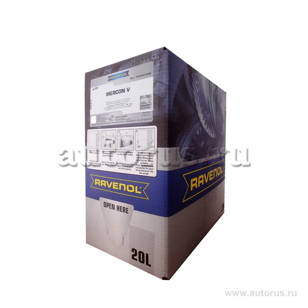 Трансмиссионное масло RAVENOL ATF Mercon V (20л) ecobox 1212101-B20 (4014835787124)