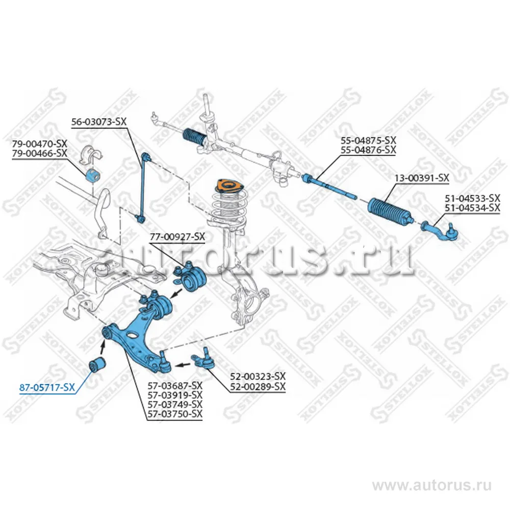 Сайлентблок пер. рычага Volvo S40/V50 all 04>, Ford Focus all 03> STELLOX 87-05717-SX
