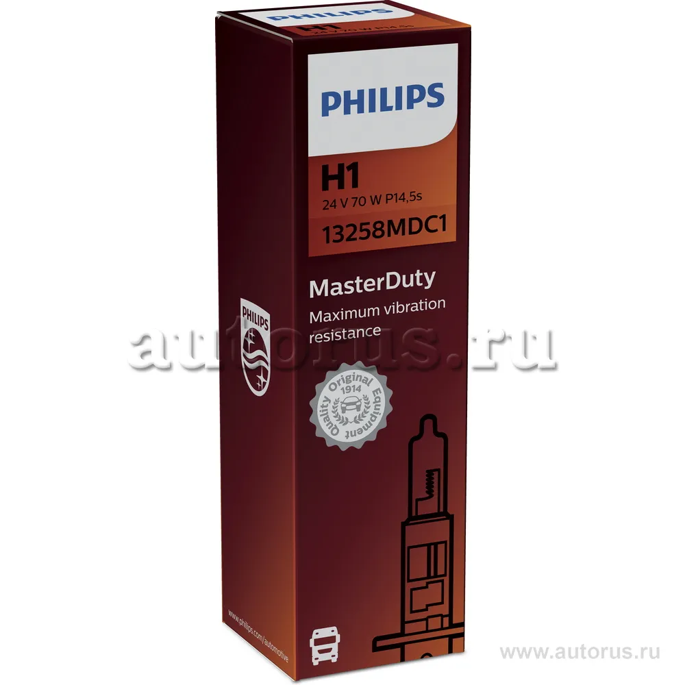 Лампа 24V H1 70W P14,5s 3200K PHILIPS MasterDuty 1 шт. картон 13258MDC1