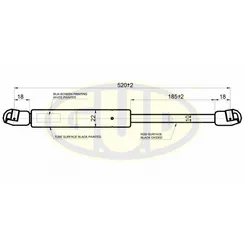АМОРТИЗАТОР БАГАЖНИКА NIS PRIMERA (P11) EQ5 06/96-03/02 730N L=520/185MM G.U.D GGS020376