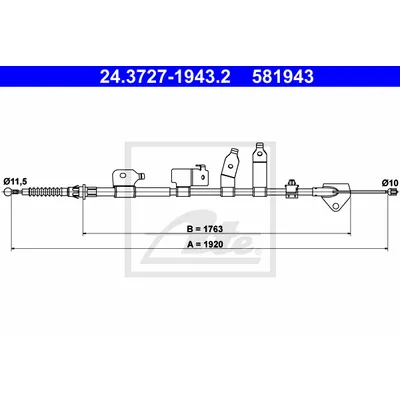 Трос стояночного тормоза задний R ATE 24.3727-1943.2