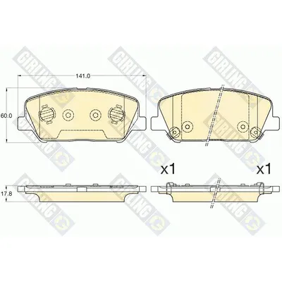 Колодки тормозные HYUNDAI i30/ELANTRA 11-/CEED R16 12- передние GIRLING 6135826