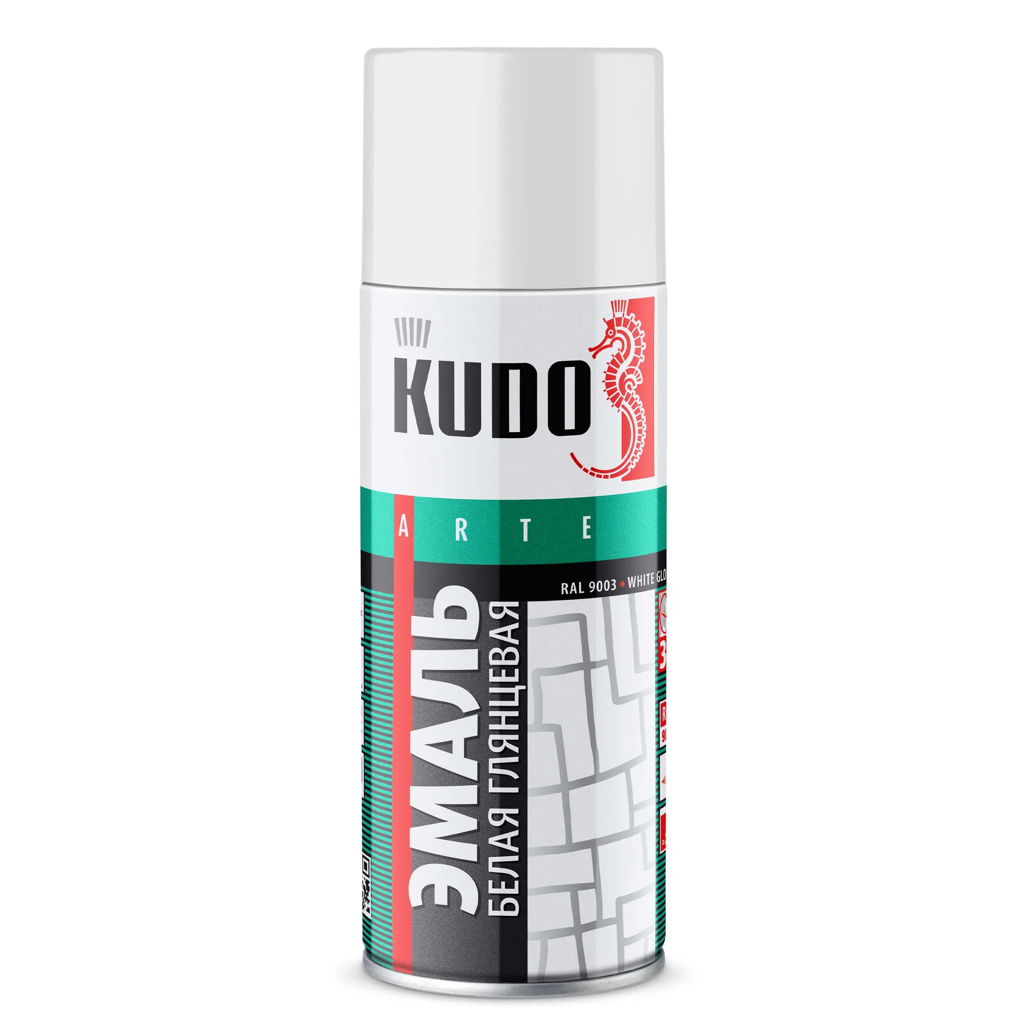 Краска спрей универсальная белая глянцевая, 520 мл. KUDO KU-1001