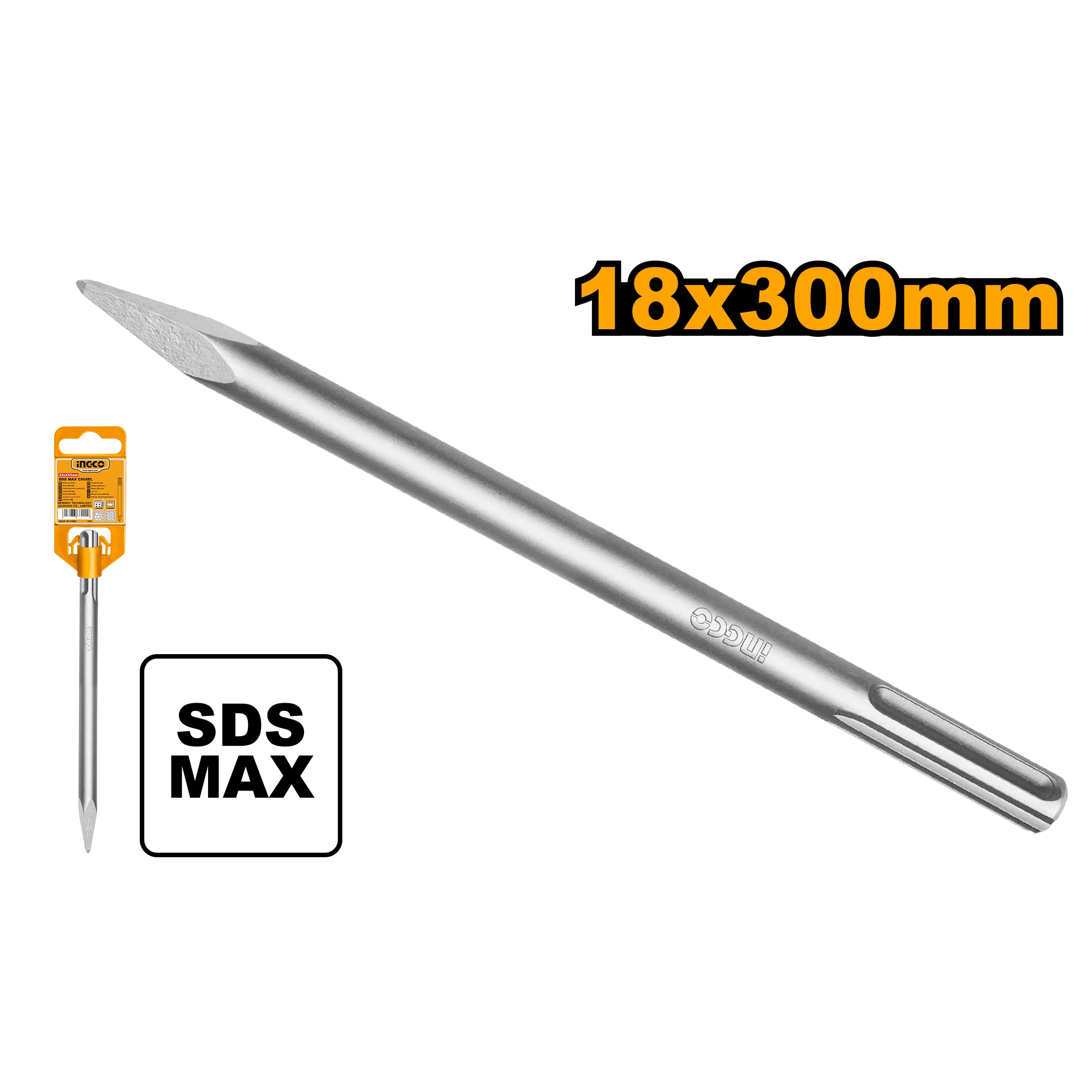 Зубило пикообразное SDS Max 18x300 мм INGCO DBC0212801