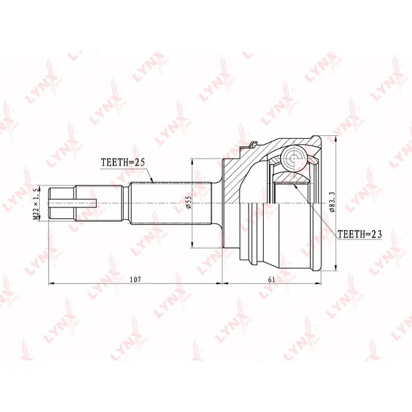 ШРУС наружный (компл.) NISSAN Almera (N15) 95-00 /ABS- LYNXauto CO-5703