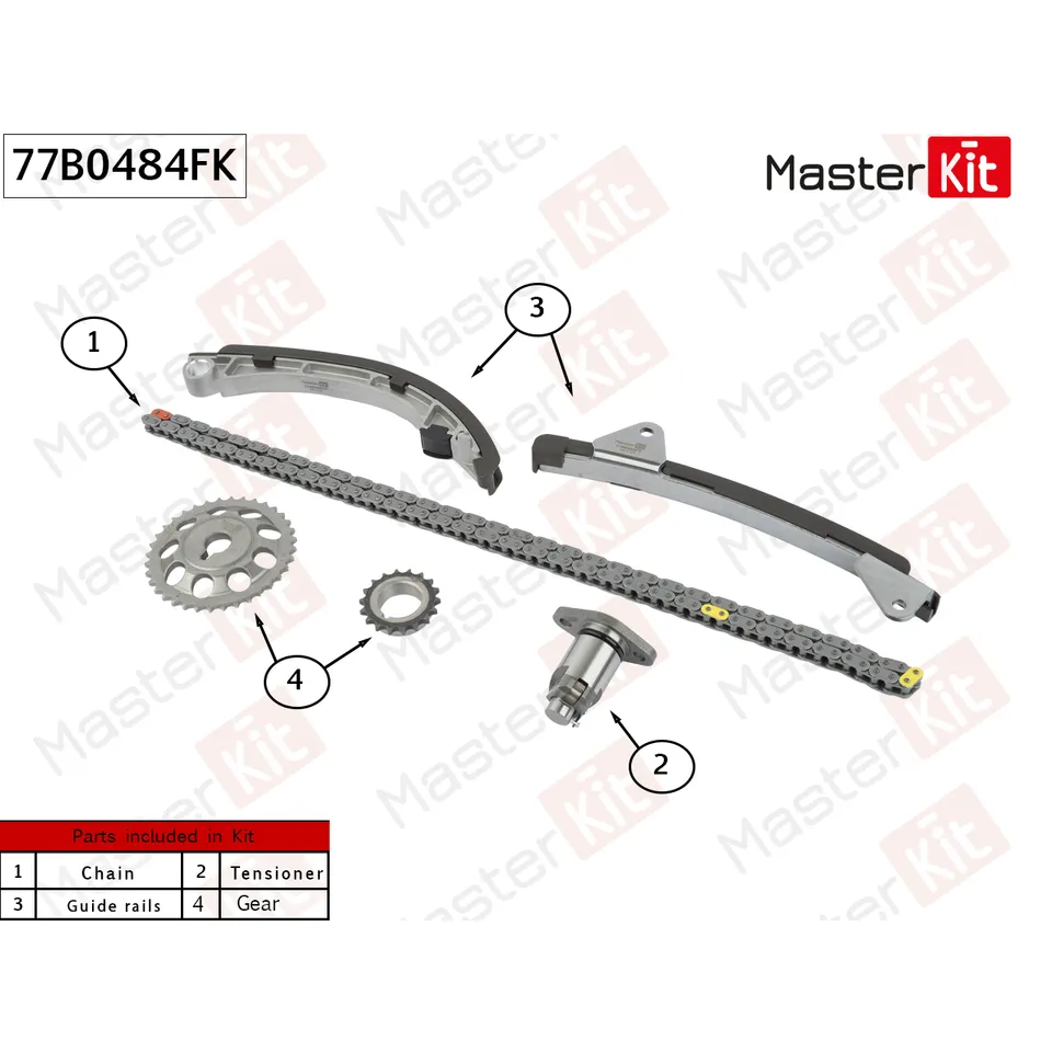 Комплект цепи ГРМ TOYOTA 1ZZ-FE/3ZZFE COROLLA/ALTIS 04-14 MASTERKIT 77B0484FK