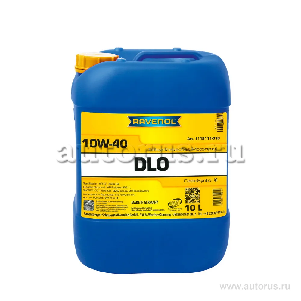 Моторное масло RAVENOL DLO SAE 10W-40 (10л) new 1112111-010 (4014835724242)
