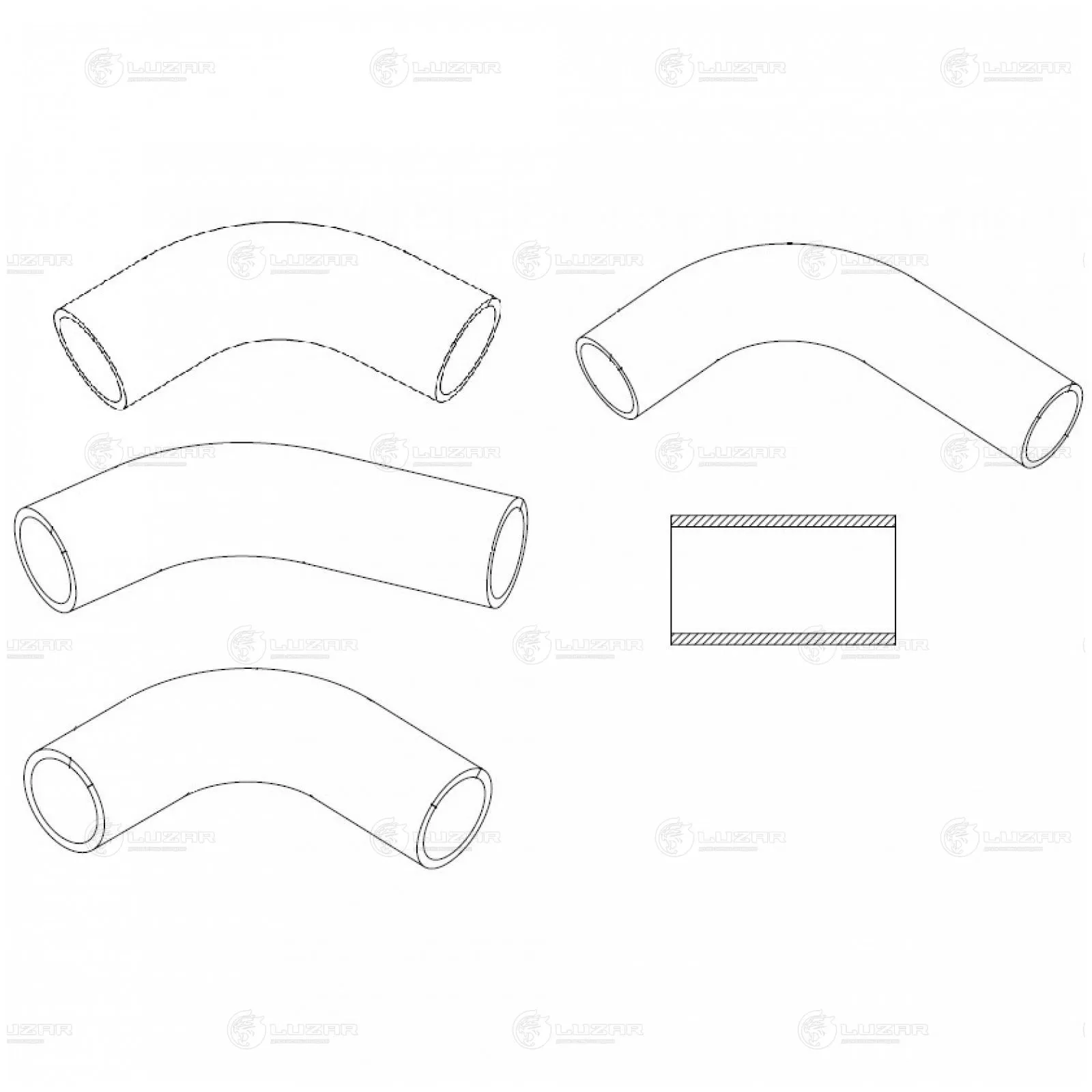 Патрубки охл. для а/м УАЗ 3163/31519 2.7i [ЗМЗ-409] E-3 (EPDM, кмпл., 5 шт.) LUZAR LPK 03151