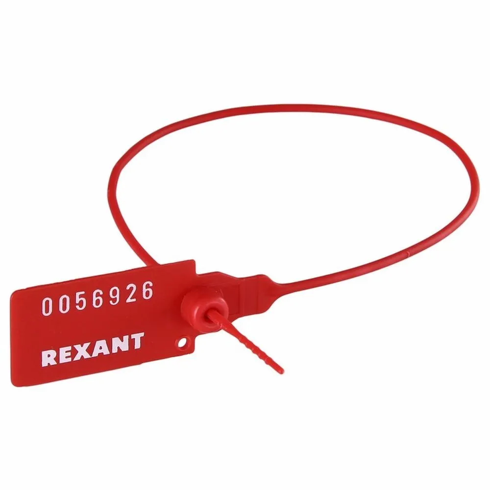 Пломба пластиковая номерная 320мм красная REXANT 07-6131