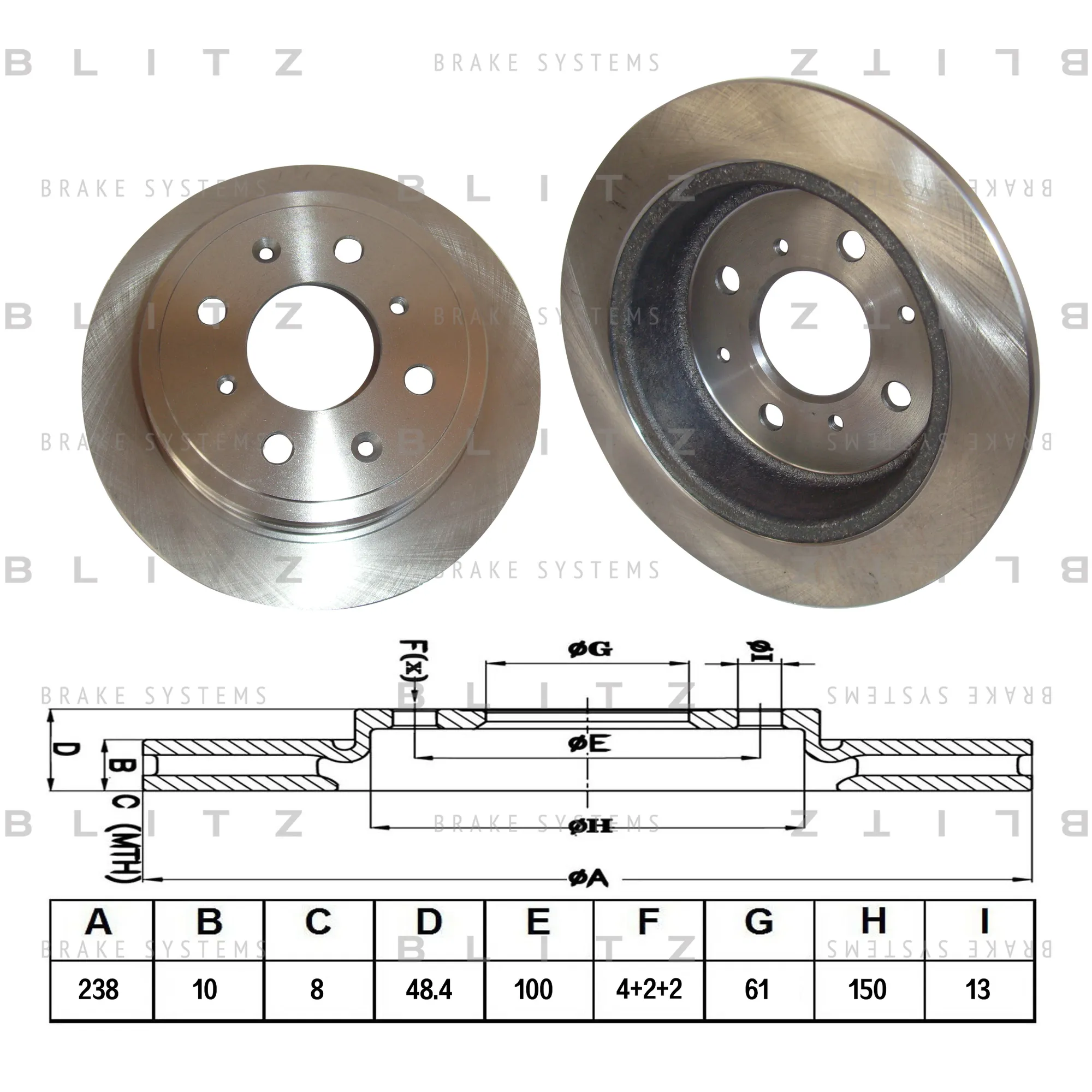 Диск тормозной задний HONDA ACCORD/CIVIC/PRELUDE/CRX/CONCERTO 85-> BLITZ BS0116