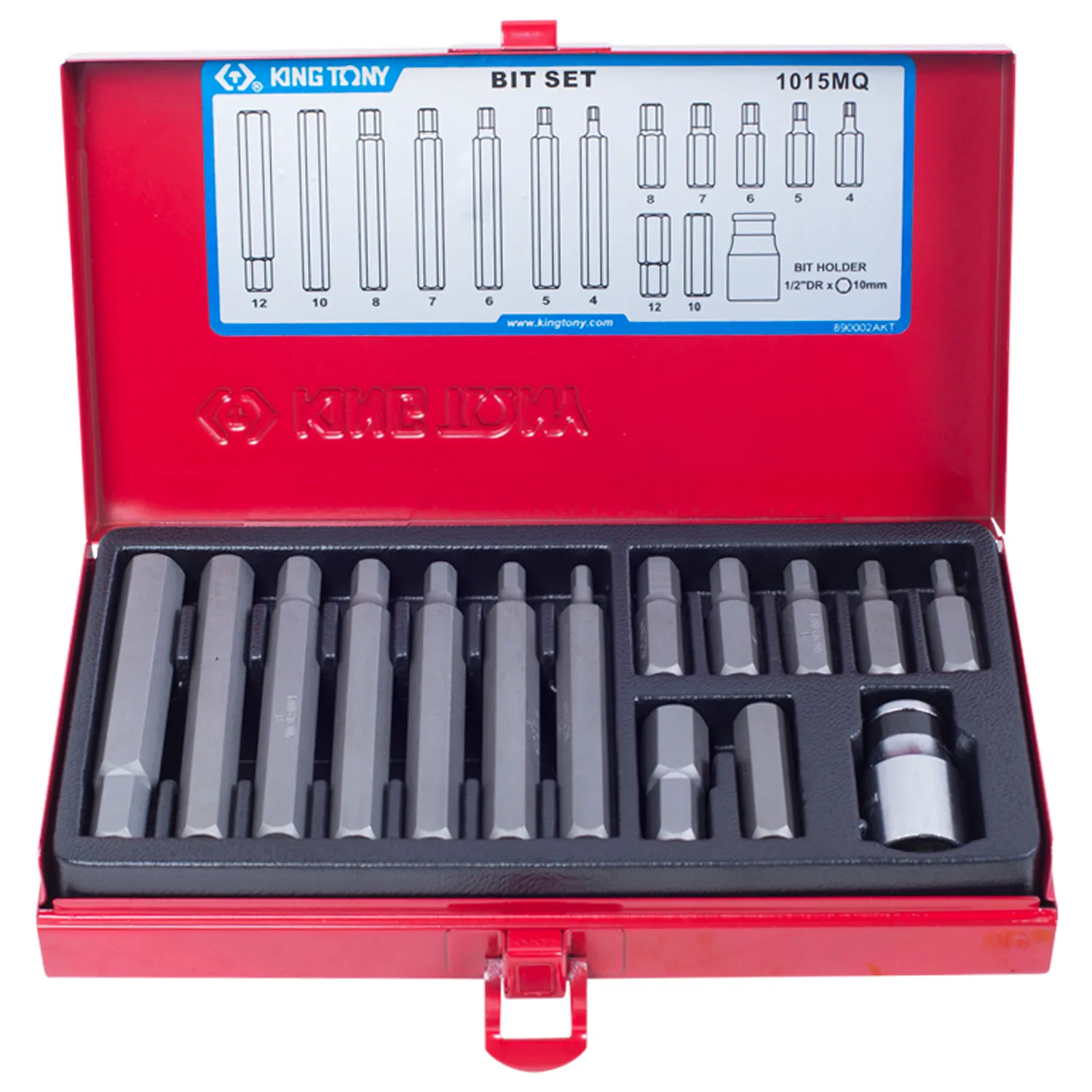 Набор вставок, бит 10 мм, HE x, 4-12 мм, 15 предметов KING TONY 1015MQ