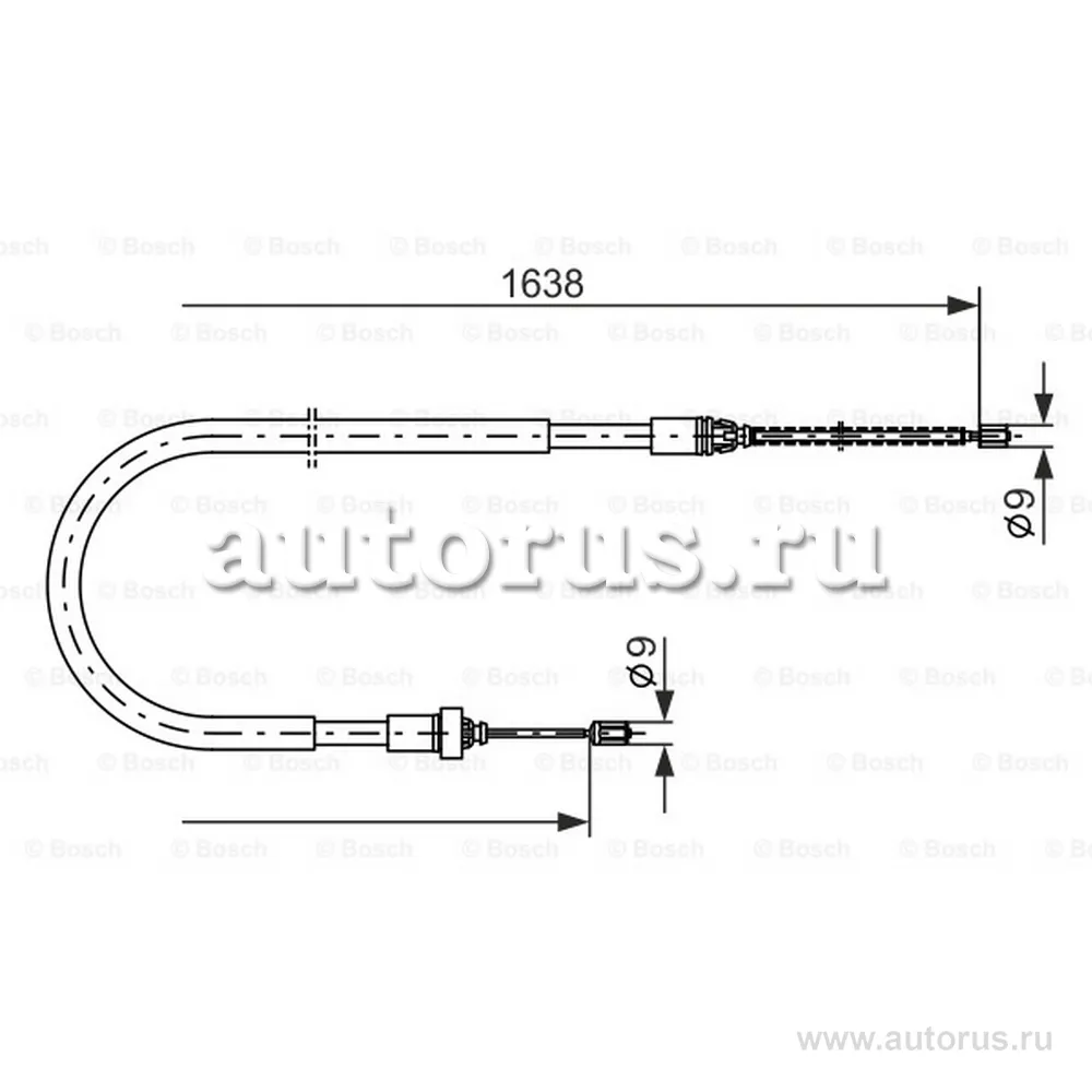 Трос ручника л.п. drum Peugeot 206 all 98 BOSCH 1 987 477 586