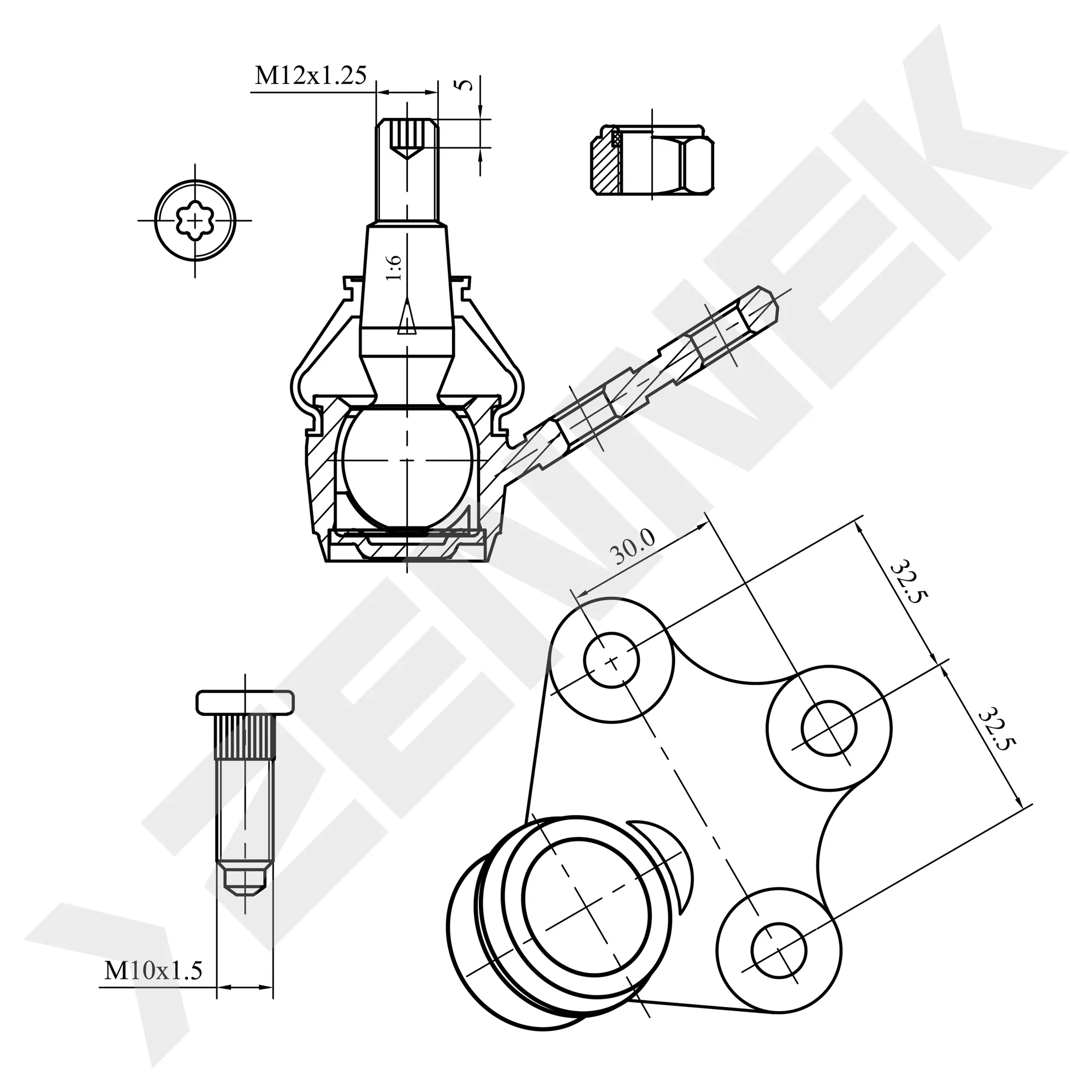 Опора шаровая нижняя правая VW POLO 01 ZENNEK DBJ0074