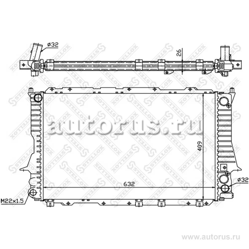 Радиатор системы охлаждения Audi 100/A6 2.6/2.8 90-97 STELLOX 10-25053-SX
