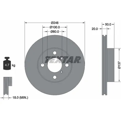 Диск тормозной передний стандартный SUZUKI TEXTAR 92104500