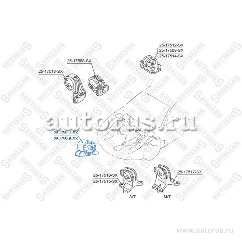 Подушка двигателя передняя Mitsubishi Galant EA 1996-2003 STELLOX 25-17511-SX