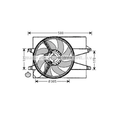 Вентилятор радиатора Ford Fiesta, Fusion, Mazda 2 (все, с кондиционером, 246Вт, D=360мм) AVA FD7541