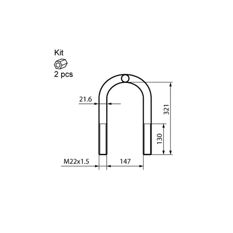 Стремянка рессоры M22x1.5x169x343 M22x1,5x169x343 (с гайками) SAF EXOVO 28231E