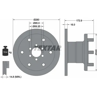 Диск тормозной передний стандартный IVECO TEXTAR 93042801
