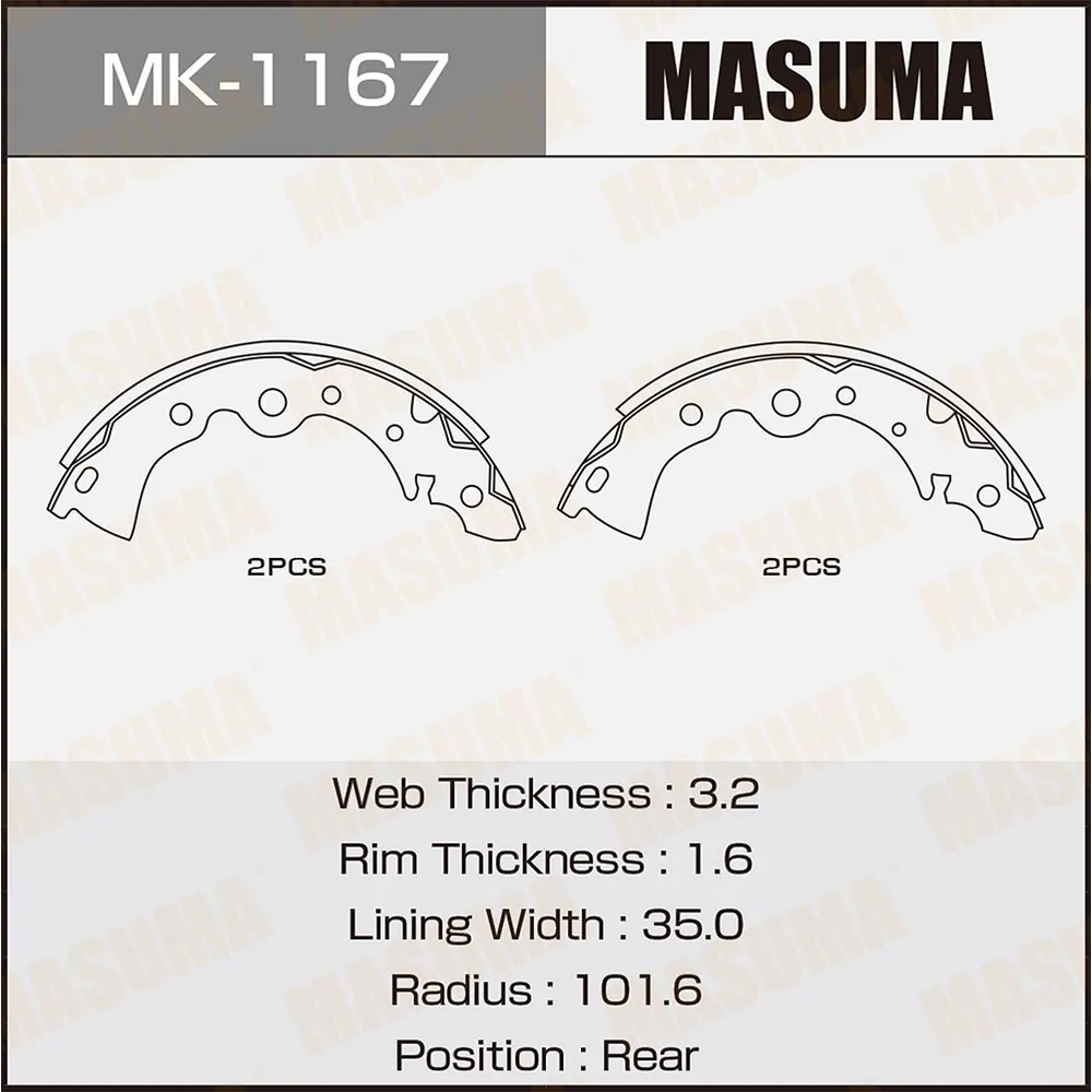 Колодки барабанные NISSAN ALMERA CLASSIC MASUMA MK-1167