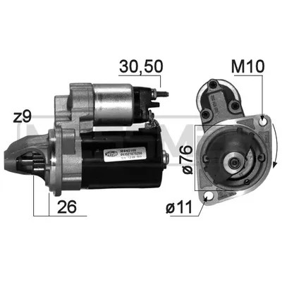 Стартер (12V,1,2kW) BMW E81/E87/E90/E60/X1(E84)/X3(E83) mot.N45/N46 ERA 220871