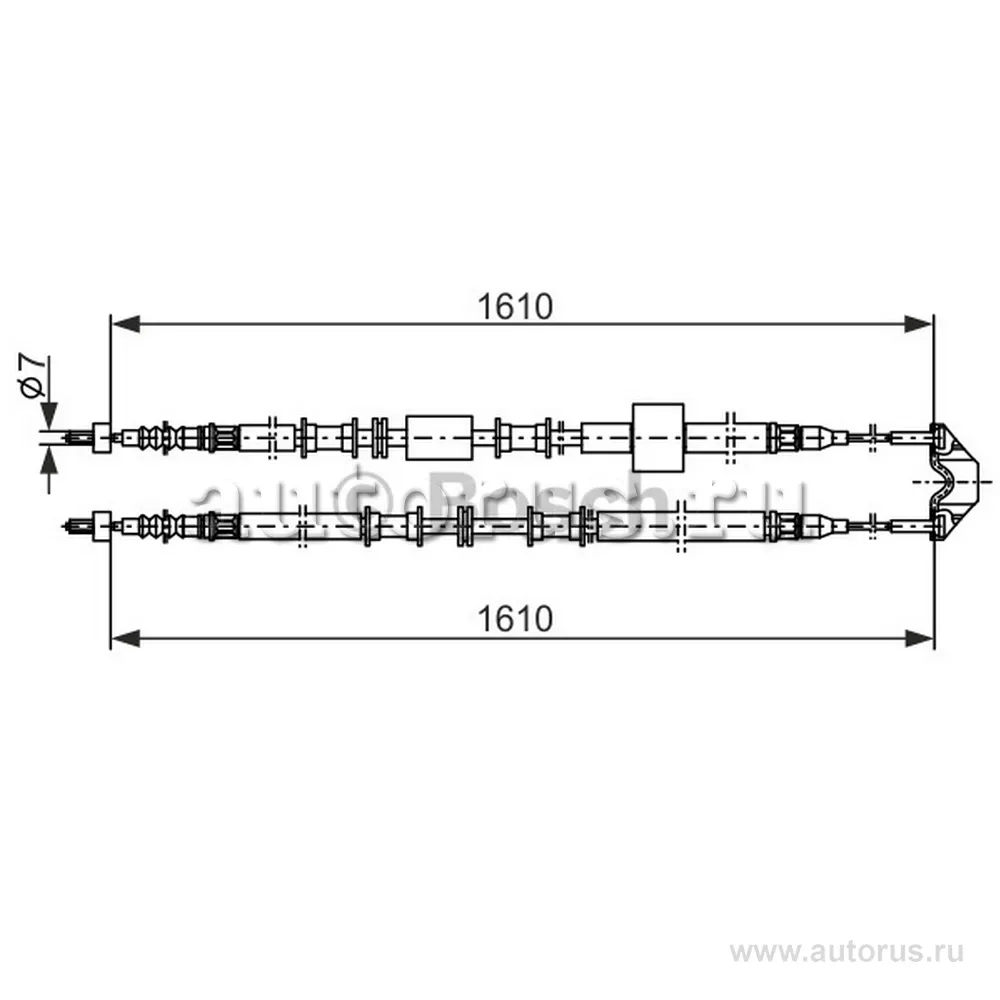 Трос ручного тормоза OPEL MERIVA 03-10 1610 мм BOSCH 1 987 477 936