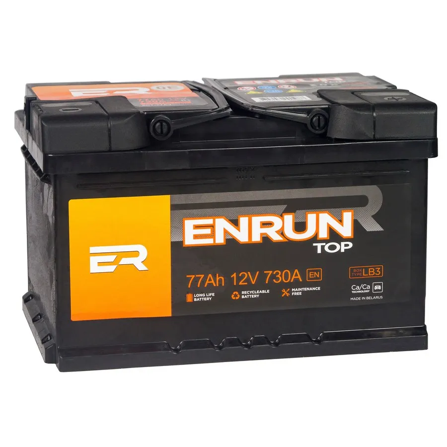 Аккумулятор ENRUN Top 77 А/ч обратный R+ 278x175x175 LB3 EN 730 А