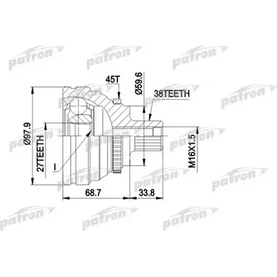 ШРУС наружн к-кт 38x59.5x27 ABS:45T AUDI: A6 2.5-4.2 6. PATRON PCV1174