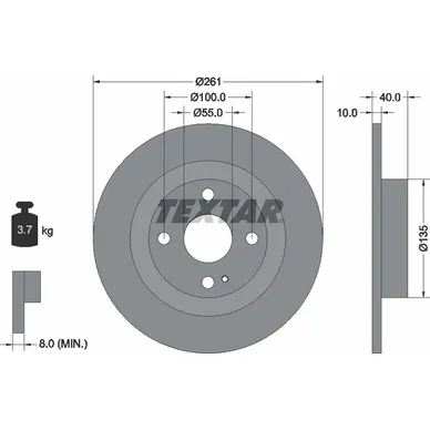 Диск тормозной задний стандартный FORD AUSTRALIA/HAIMA (FAW)/ MAZDA/TOYOTA (FAW)/ TOYO TEXTAR 92130200