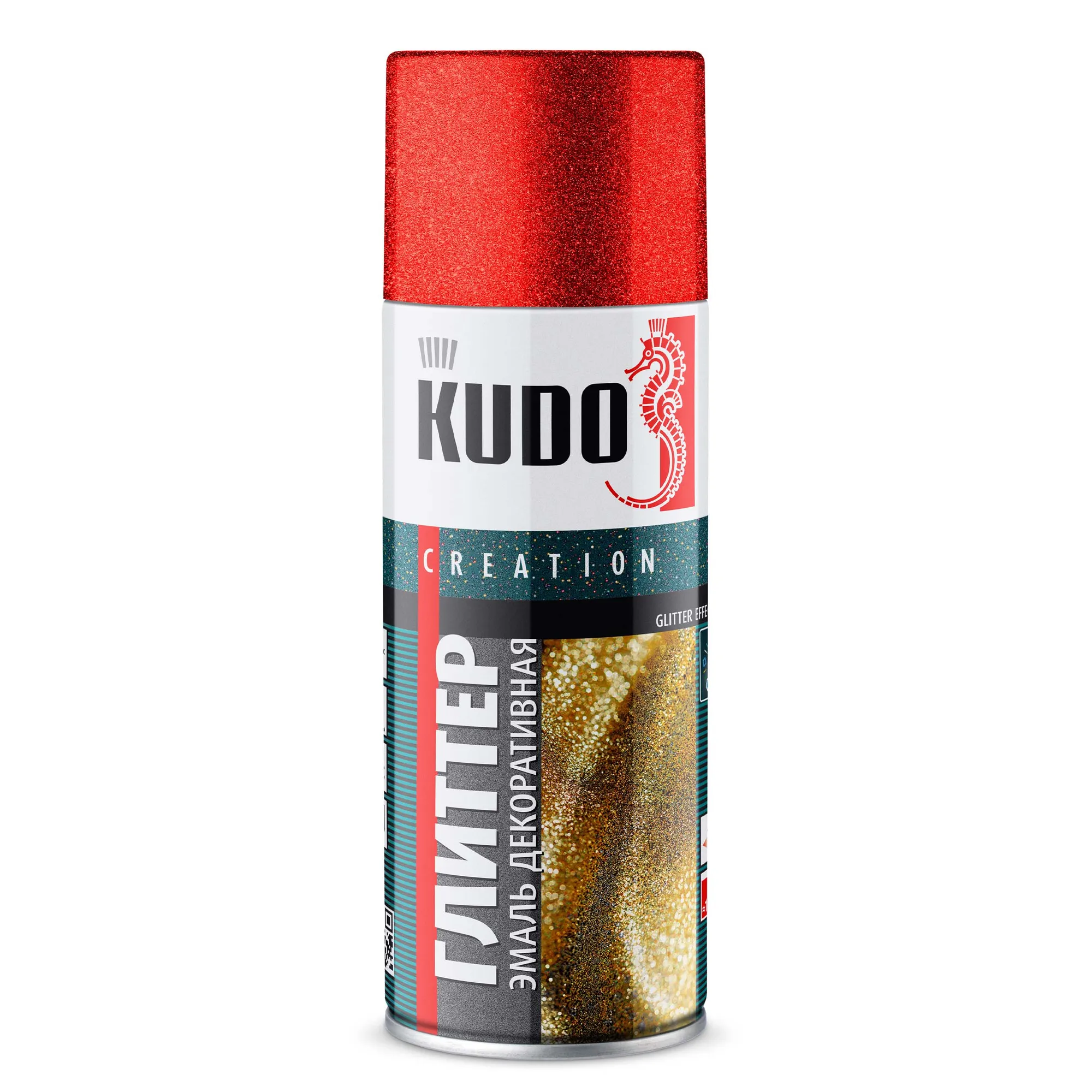 Эмаль декоративная Глиттер эффект Красный KUDO 520 мл KUDO KU-C204